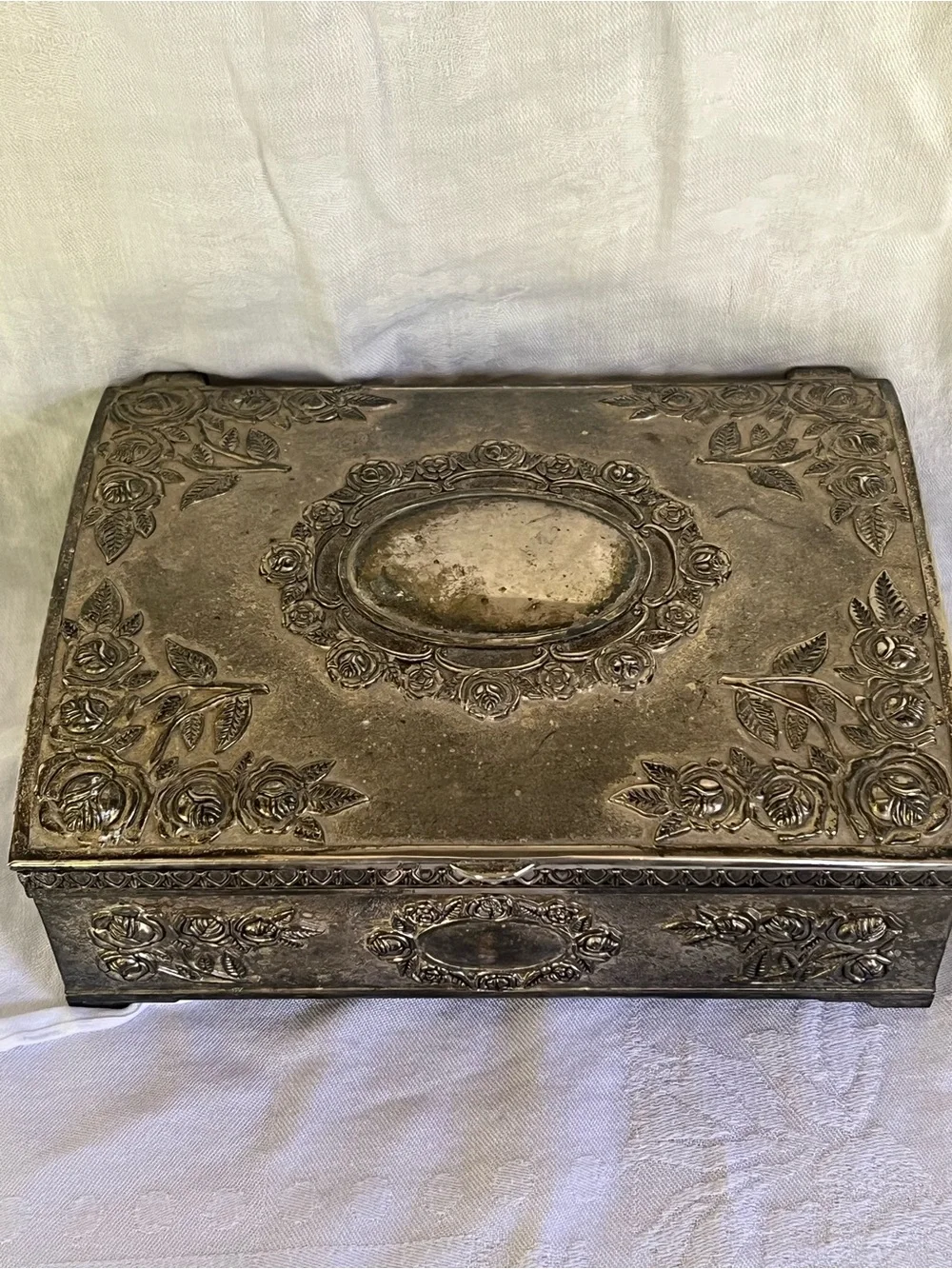 Godinger Ornate Floral Metal Jewelry Box - Silver Tone